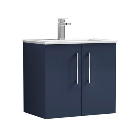 Nuie Arno Wall Hung 2-Door Vanity Unit with Basin-2 600mm Wide - Midnight Blue (1/6)