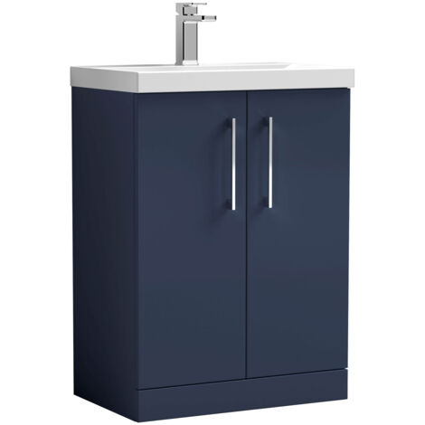 Nuie Arno Floor Standing 2-Door Vanity Unit with Basin 3 600mm Wide - Midnight Blue (1/4)
