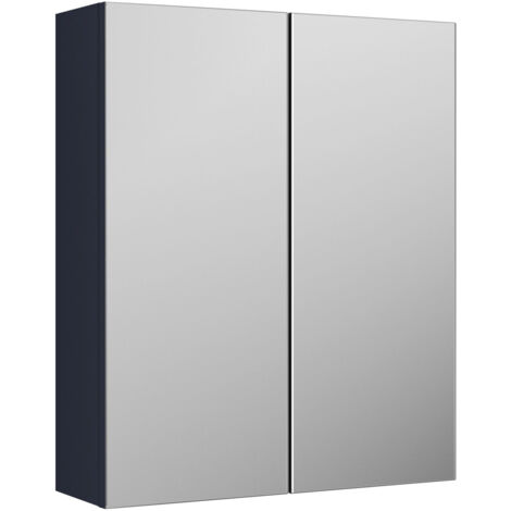 Nuie Arno Mirrored Bathroom Cabinet (50/50) 715mm H x 600mm W - Midnight Blue (1/3)