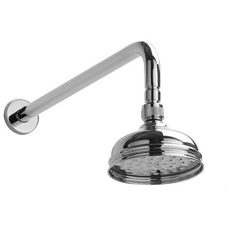Sagittarius Chrome Fixed Shower Head and Arm 130mm Diameter Chrome