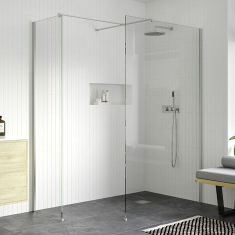 Signature Icon Chrome Wet Room Screen Side Panel 900mm Wide (inc T-Piece) (1/2)