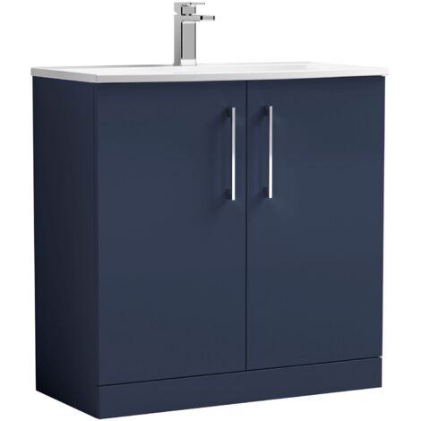 Nuie Arno Satin Midnight Blue 800mm 2 Door Vanity Unit and Curved Ceramic Basin - ARN2905G