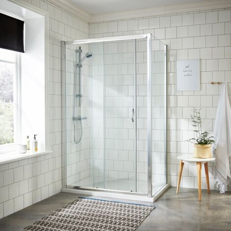 Nuie Ella Sliding Door Rectangular Shower Enclosure 1200mm x 700mm - 5mm Glass (1/5)