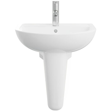 AKW Navlin Basin and Semi Pedestal 550mm Wide - 1 Tap Hole (1/2)