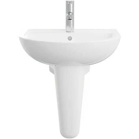 AKW Navlin Basin and Semi Pedestal 450mm Wide - 1 Tap Hole (1/2)
