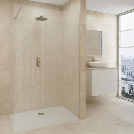 RAK Feeling Chrome Wet Room Glass Shower Screen 900mm Wide (1/4)
