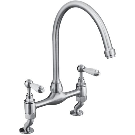Bristan Renaissance Bridge Kitchen Sink Mixer Tap Dual Handle - Brushed Nickel (1/5)