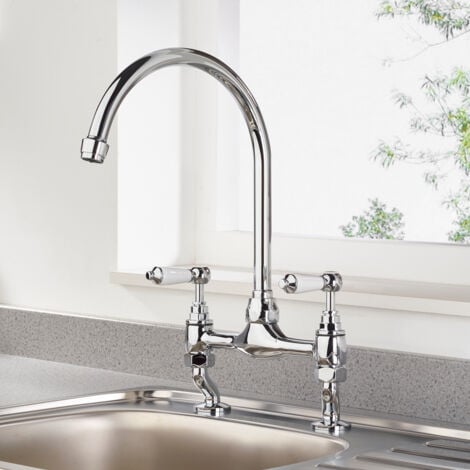 Bristan Renaissance Bridge Kitchen Sink Mixer Tap Dual Handle - Chrome