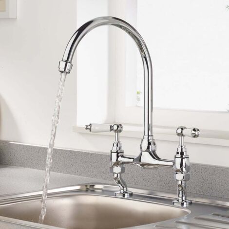 Bristan Renaissance Bridge Kitchen Sink Mixer Tap Dual Handle - Chrome