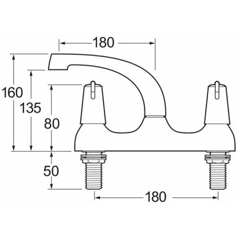 Deva Lever Action Deck Mounted Kitchen Sink Mixer Tap - 6 inch Levers ...