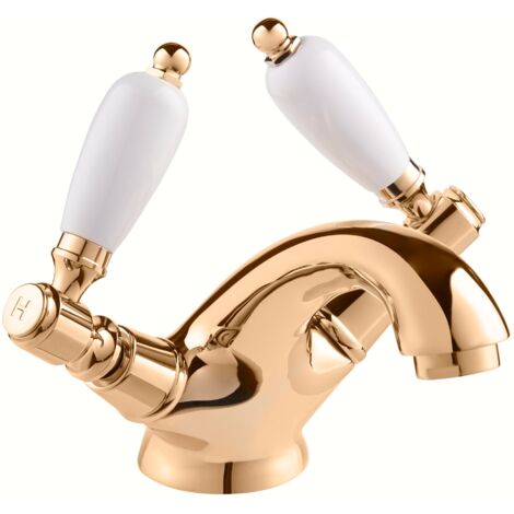 Deva Georgian Mono Basin Mixer Tap With Pop Up Waste - Gold