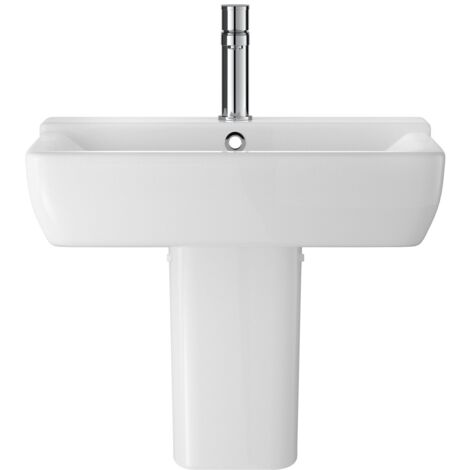 Hudson Reed Arlo Basin with Semi Pedestal 550mm Wide - 1 Tap Hole (1/3)