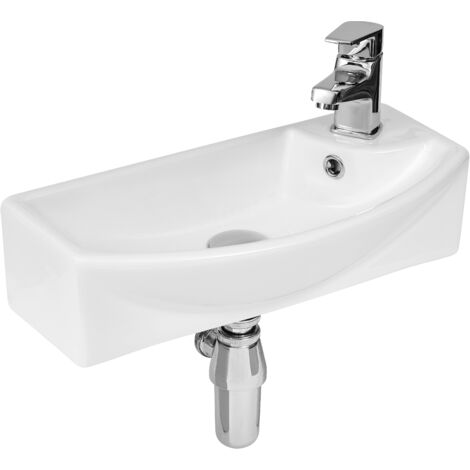 Hudson Reed Juno Compact 450mm Left Hand Curved Ceramic Basin - NBV160 (1/2)