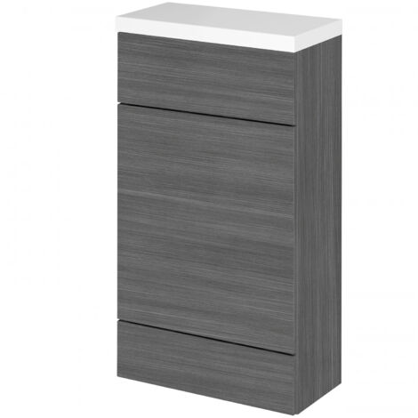 Hudson Reed Fusion Compact WC Unit with Polymarble Worktop 500mm Wide - Anthracite Woodgrain (1/7)