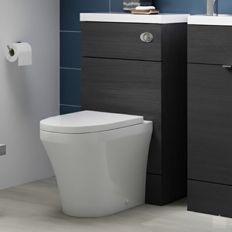Hudson Reed Fusion WC Unit with Polymarble Worktop 500mm Wide - Charcoal Black Woodgrain (1/4)