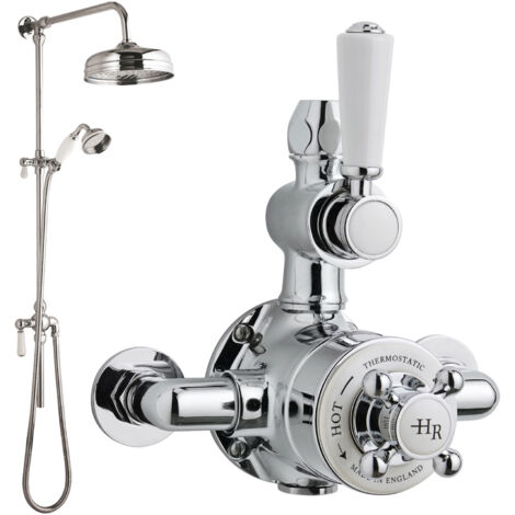 Hudson Reed Topaz Exposed Shower Valve with Rigid Riser Kit - Chrome (1/4)