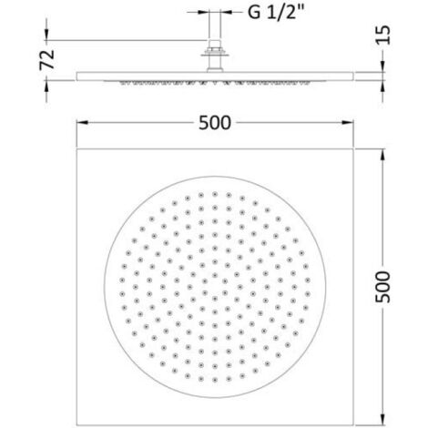 Hudson Reed Ceiling Tile Square Fixed Shower Head 500mm x 500mm - Chrome