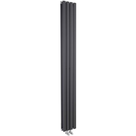 Hudson Reed Revive Double Designer Vertical Radiator 1800mm H x 237mm W - Anthracite (1/6)