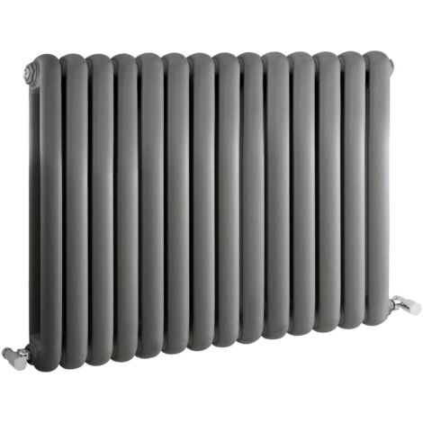 Hudson Reed Salvia Double Designer Horizontal Radiator 635mm H x 853mm W - Anthracite (1/3)