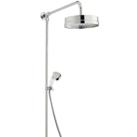 Hudson Reed Luxury Shower Riser Kit and Large Fixed Shower Head - Chrome (1/3)