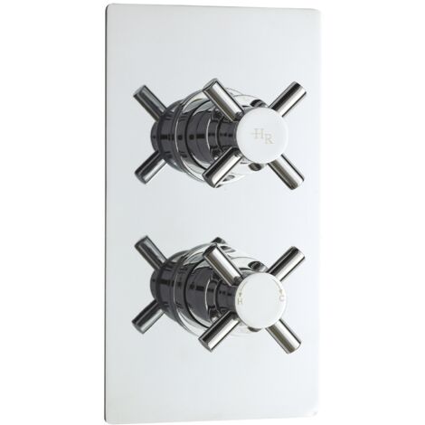 Hudson Reed Kristal Crosshead Concealed Shower Valve with Diverter Dual Handle - Chrome