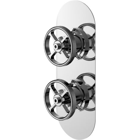 Hudson Reed Revolution Industrial Chrome Twin Concealed Thermostatic Shower Valve with 1 Outlet - SIWTW01 (1/2)