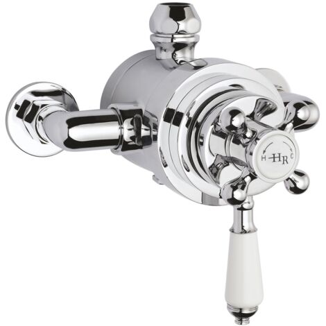 Old London Topaz Chrome White Lever Exposed Thermostatic Shower Valve with 1 Outlet - TSVT104