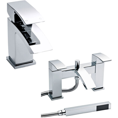 Hudson Reed Vibe Mono Basin Mixer Tap and Bath Shower Mixer Tap - Chrome (1/4)