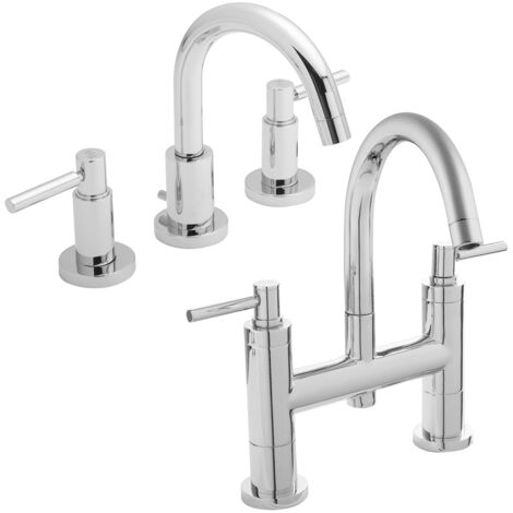 Hudson Reed Tec Lever Basin Mixer Tap and Bath Filler Tap - Chrome (1/4)