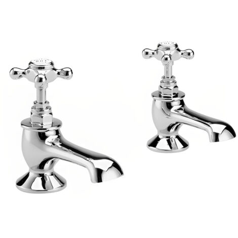 Hudson Reed Topaz Hexagonal Crosshead Basin Taps Pair - Chrome