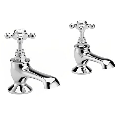 Old London Topaz White Crosshead Chrome Bath Taps with Hex Collar - BC302HX (1/2)