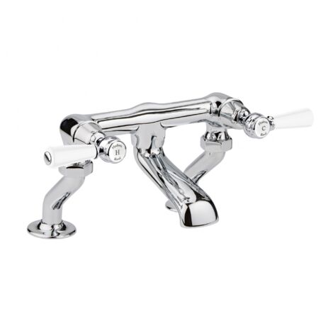Hudson Reed White Topaz Pillar Mounted Lever Bath Filler Tap - Chrome (1/2)