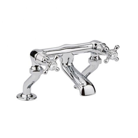 Hudson Reed White Topaz Pillar Mounted Crosshead Bath Filler Tap - Chrome (1/2)
