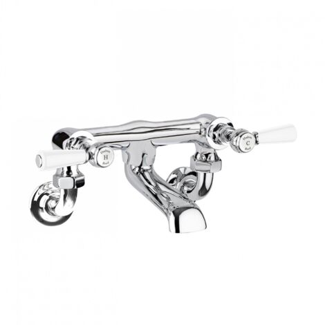 Hudson Reed White Topaz Lever Bath Filler Tap Wall Mounted - Chrome (1/2)