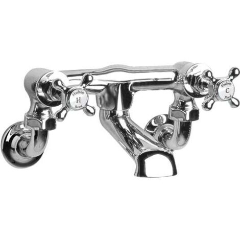 Hudson Reed White Topaz Crosshead Bath Filler Tap Wall Mounted - Chrome (1/2)