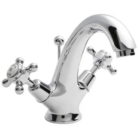 Old London Topaz White Crosshead Chrome Mono Basin Mixer Tap with Dome Collar - BC305DX