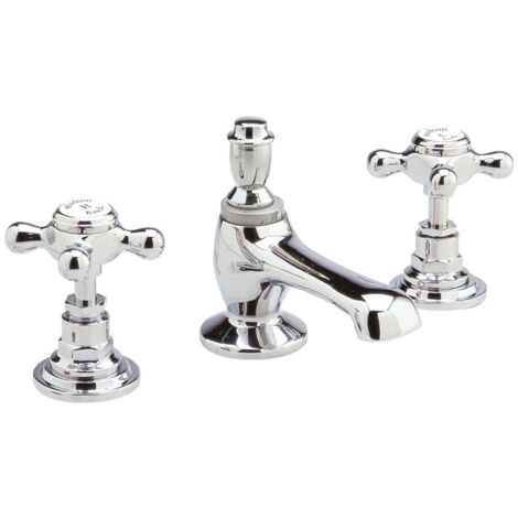 Hudson Reed Topaz 3-Hole Basin Mixer Tap Deck Mounted with Pop Up Waste - Chrome (1/3)