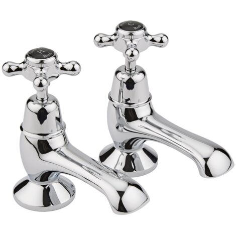Hudson Reed Topaz Black Crosshead Bath Taps Dome Collar (1/2)