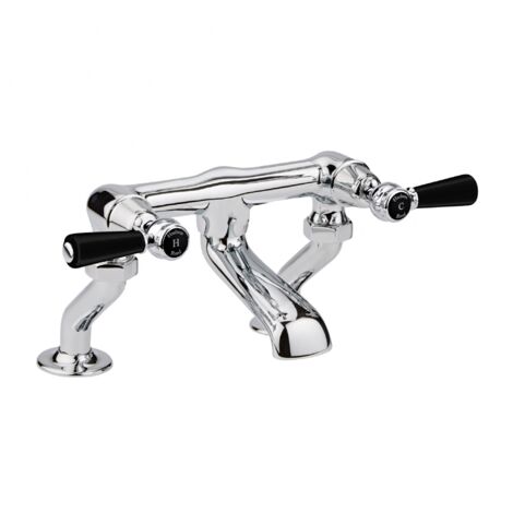 Hudson Reed Black Topaz Pillar Mounted Lever Bath Filler Tap - Chrome (1/2)