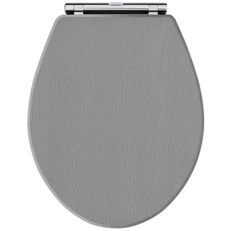 Old London Richmond Storm Grey Woodgrain Round Soft Close Toilet Seat - LOS299