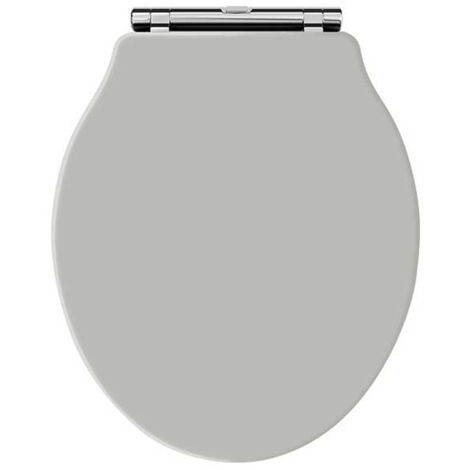 Hudson Reed Chancery Soft Close Toilet Seat Stone Grey Chrome Hinges (1/2)