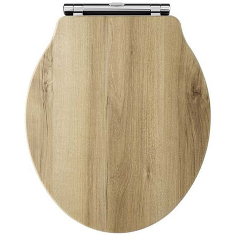 Hudson Reed Chancery Soft Close Toilet Seat Natural Walnut Chrome Hinges (1/2)