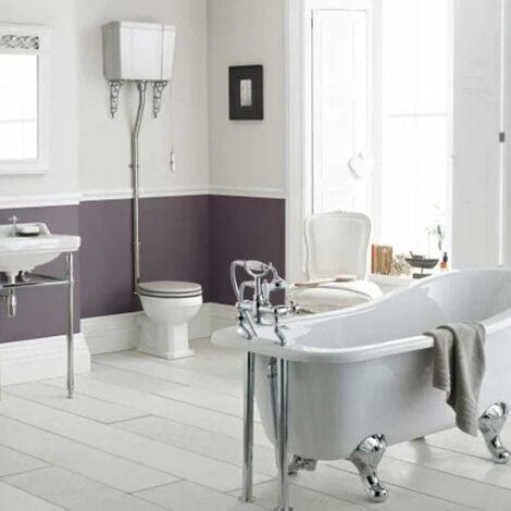 Hudson Reed Richmond High Level Pan with Pull Chain Cistern and Flush Pipe Kit - Excluding Seat