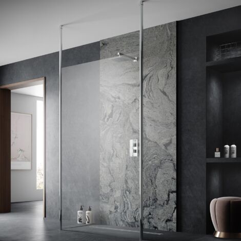 Hudson Reed Wetroom Screen 900mm Wide with Ceiling Post - 8mm Glass (1/3)