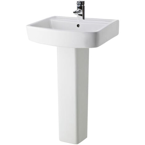 Nuie Bliss Basin and Full Pedestal 520mm Wide - 1 Tap Hole