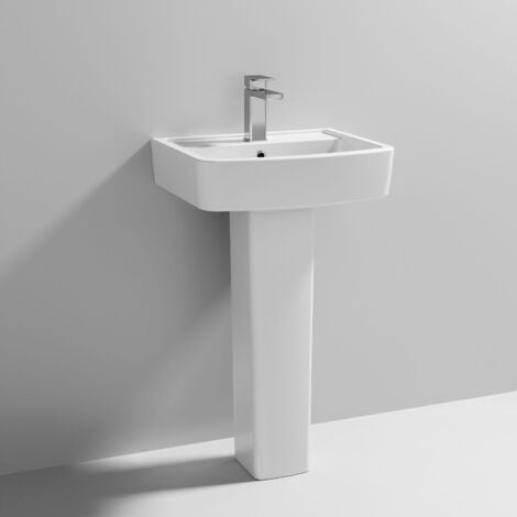 Nuie Bliss Basin and Full Pedestal 520mm Wide - 1 Tap Hole