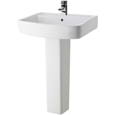 Nuie Bliss Basin and Full Pedestal 600mm Wide - 1 Tap Hole (1/6)