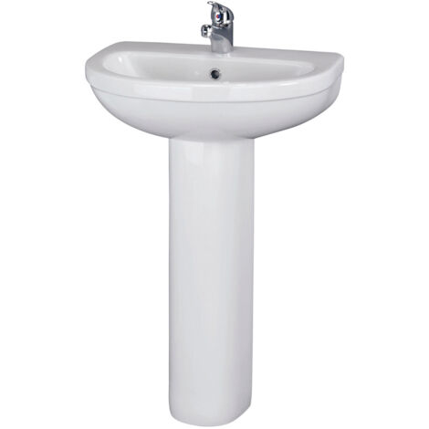 Nuie Ivo 550mm Basin with 1 Tap Hole and Full Pedestal - CIV002