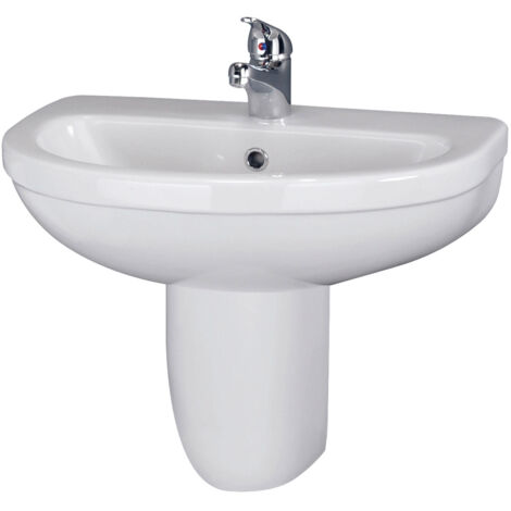 Nuie Ivo Basin and Semi Pedestal 555mm Wide - 1 Tap Hole (1/6)