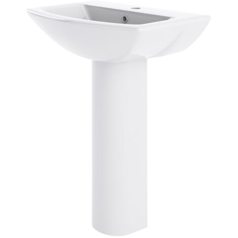 Nuie Knedlington Basin and Full Pedestal 600mm Wide - 1 Tap Hole (1/3)